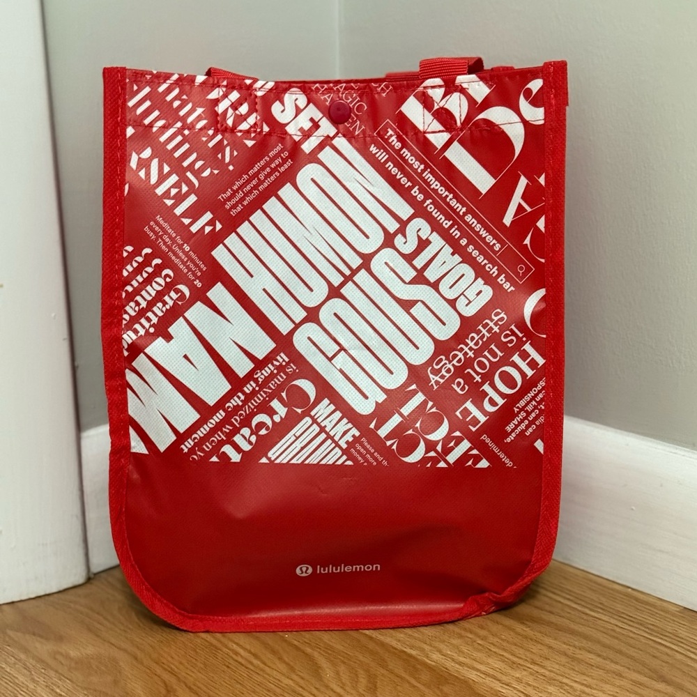 Lululemon Small Red and White Reusable Tote Bag